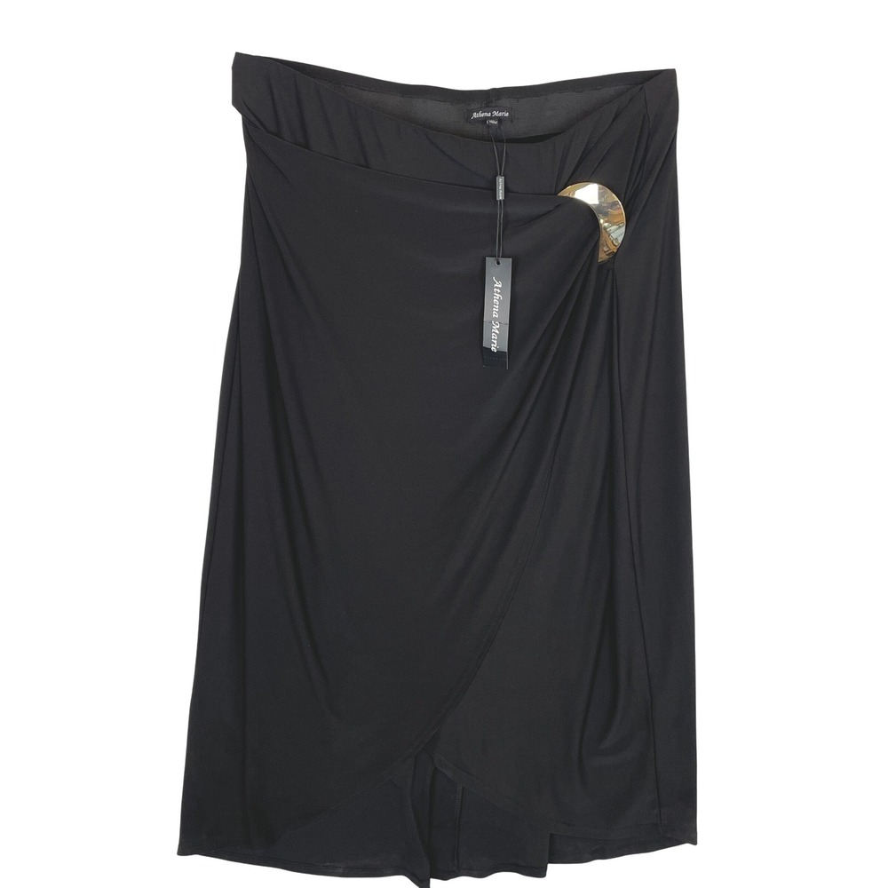 Athena Marie XL Black Skirt Sarong Style‎ Strapless Gold Buckle NEW